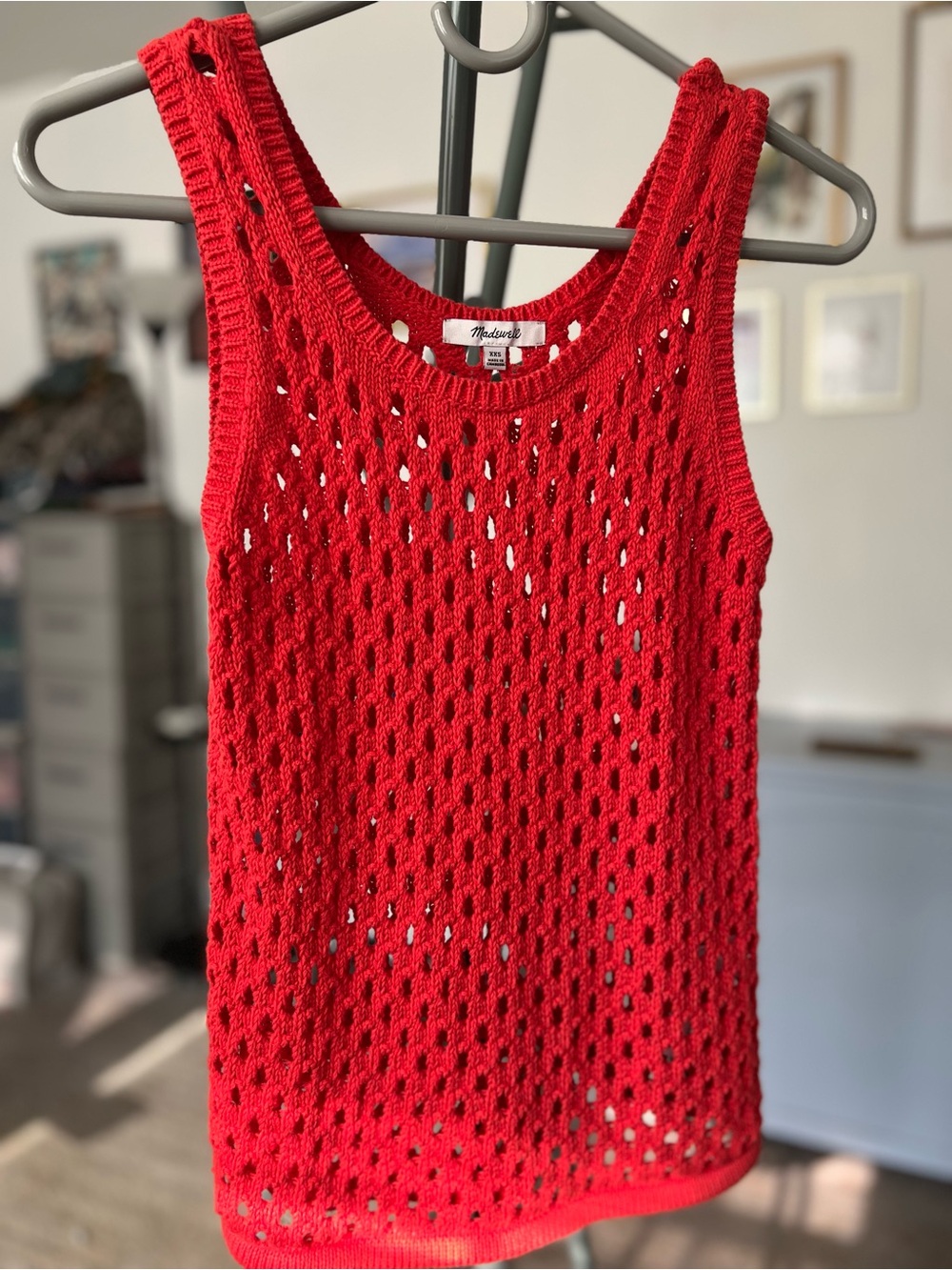Madewell Himalayan Orange Crochet Tank Top